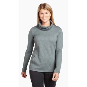 Kuhl Athena Green‎ Gray Quilted Cowl Neck Pullover Top Size M